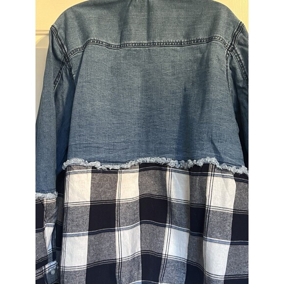 E.S.T. Denim 1946 Shacket For Women With Plaid Detail 18/20W - Picture 6 of 11